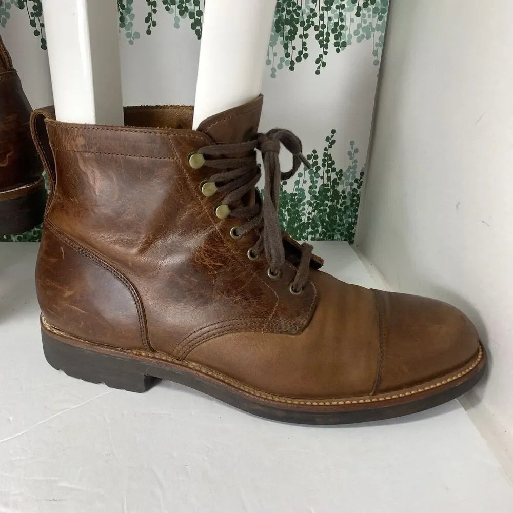 J. Crew Burnished Brown Leather Goodyear F4446 Welt Men’s Boots Size 9